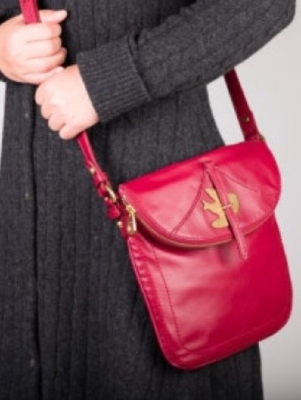 Marc By Marc Jacobs Petal To The Metal Wine Leather Crossbody Bag w/Gold Accent